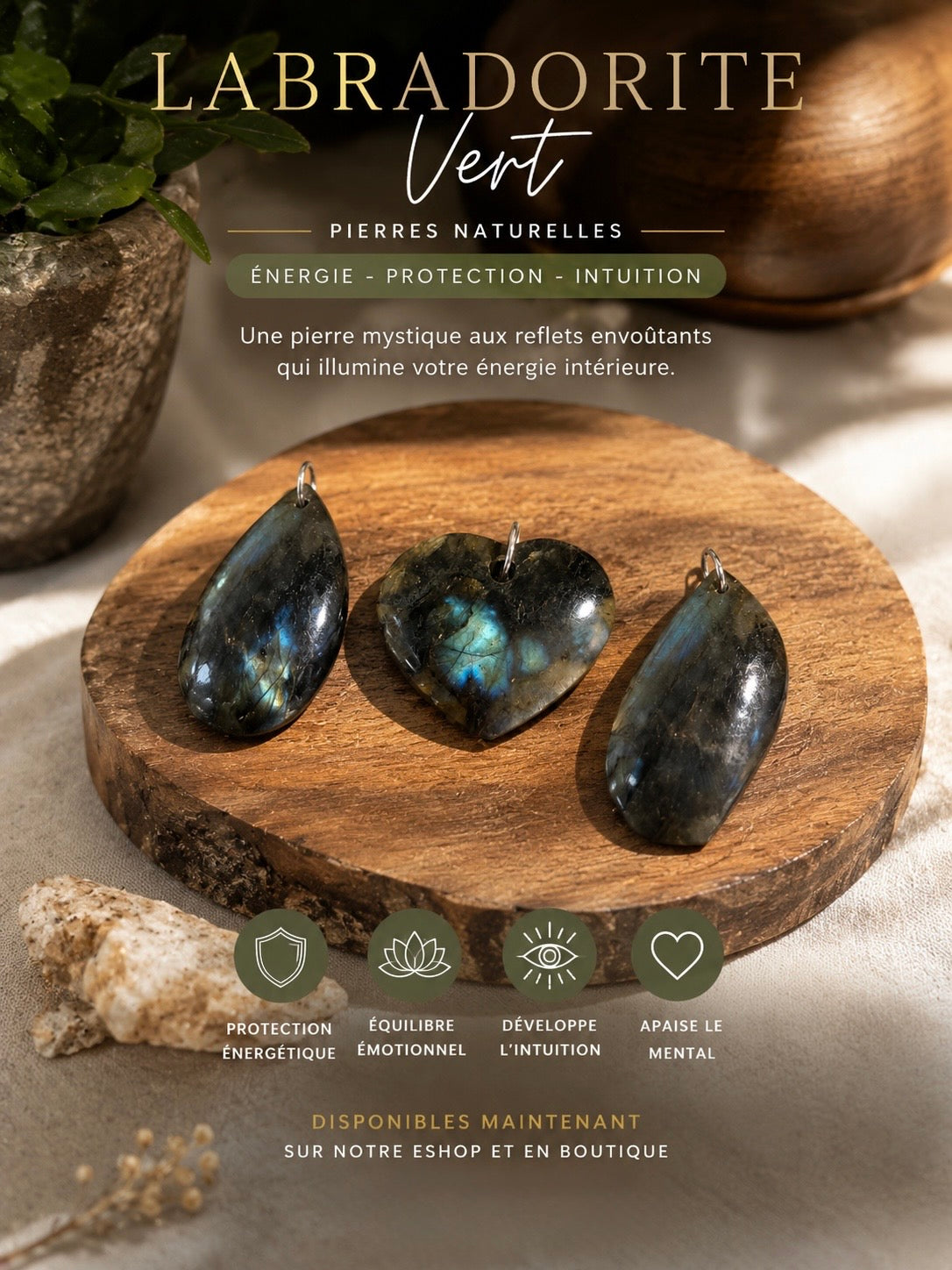 PENDENTIF EN LABRADORITE NATUREL