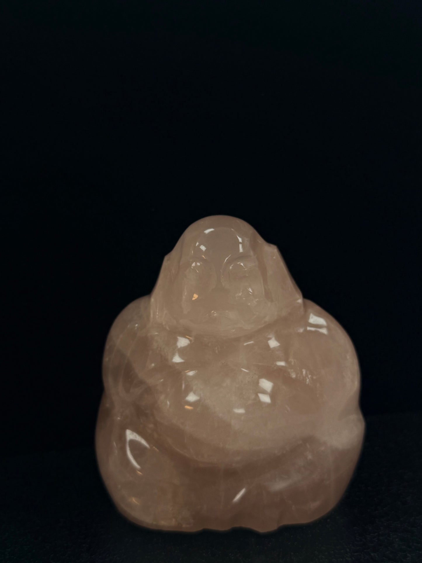 BOUDDHA ASSIS EN QUARTZ ROSE MODELE 2