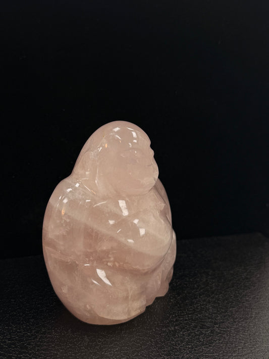 BOUDDHA ASSIS EN QUARTZ ROSE MODELE 2